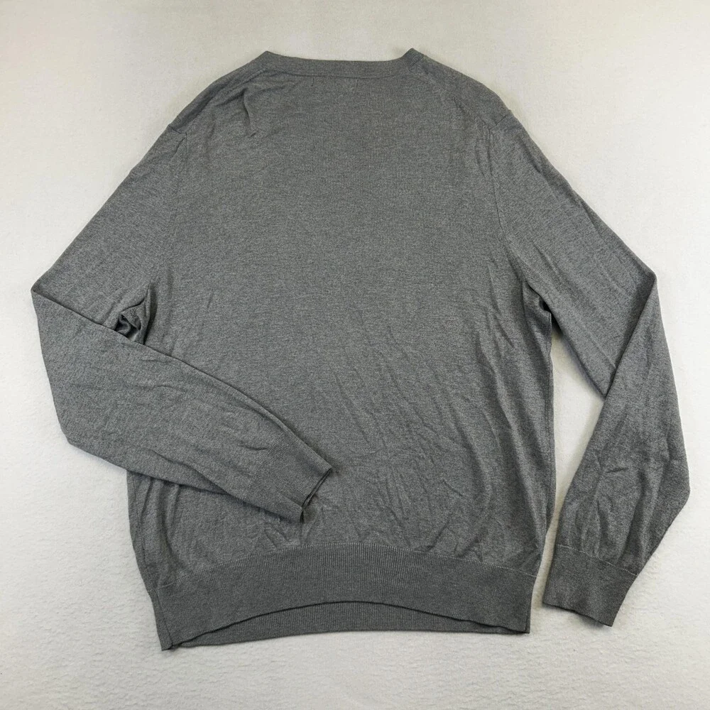 Banana Republic Sweater Mens Large Gray Silk Cotton Cashmere V Neck Pullover